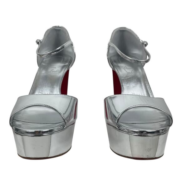Christian Louboutin Sandaloo 130 Mirrored Platform Sandal Silve Size 38 - Picture 7 of 14